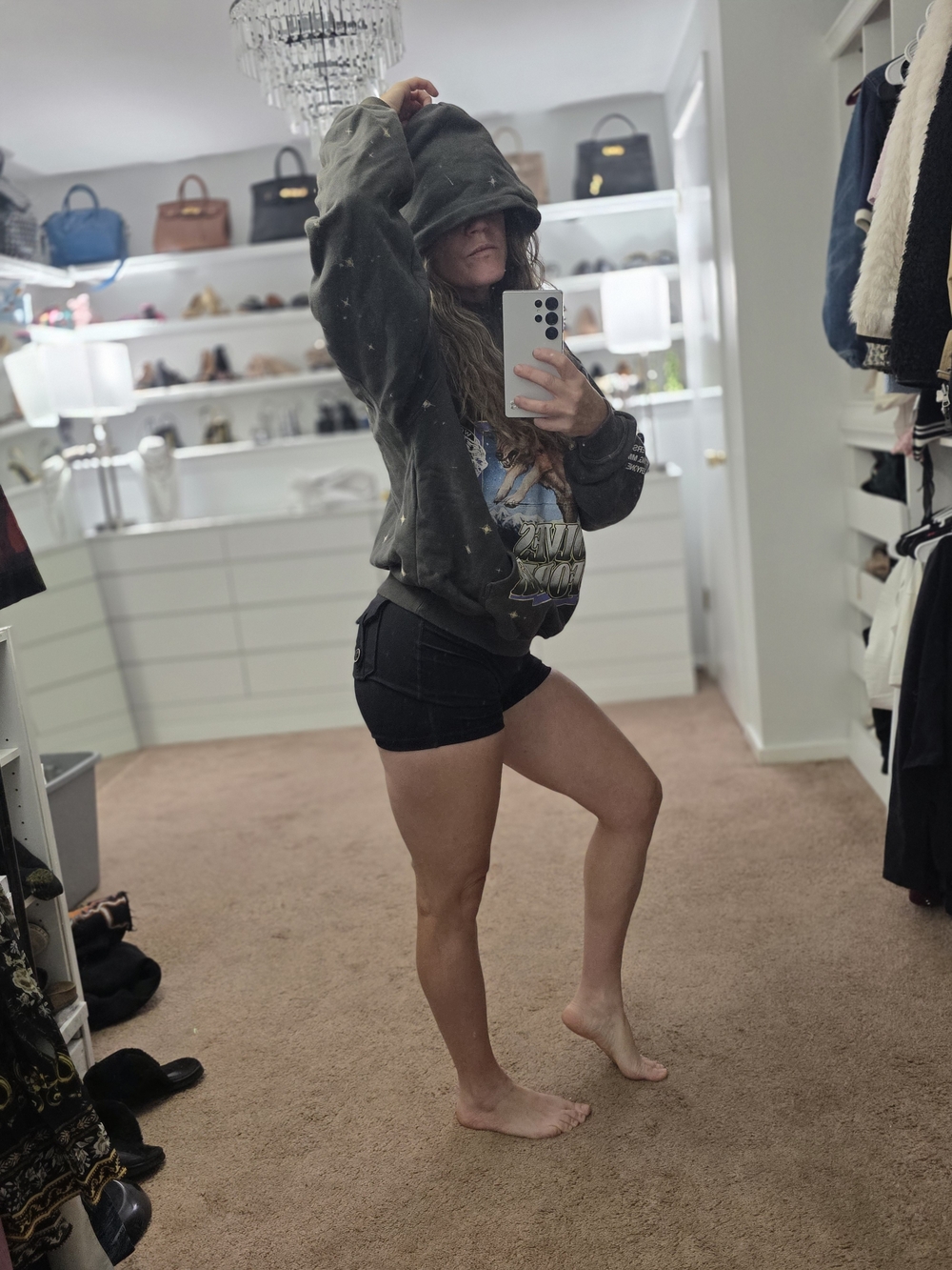 Wolves Dark Gray Graphic Hoodie - Women's Casual Pullover - Picture 3 of 3